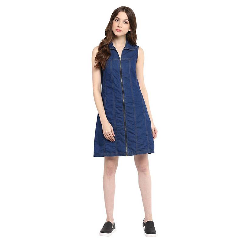 Blue Denim Casual western Dresses FEEL DIFF 2015777