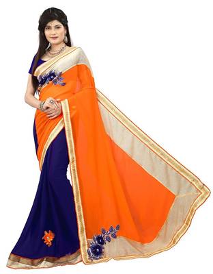Multicolor hand woven georgette saree with blouse 1