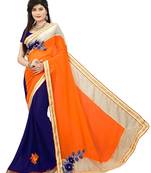 Multicolor hand woven georgette saree with blouse