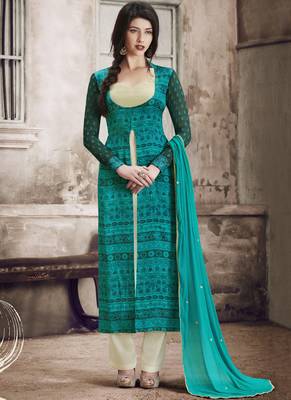 Multicolor Multi Resham Work Georgette Salwar With Dupatta 1
