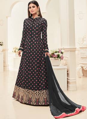 Black Multi Resham Work Silk Anarkali Suit 1