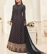 Black Multi Resham Work Silk Anarkali Suit
