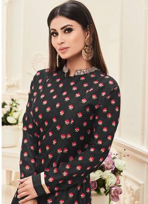 Black Multi Resham Work Silk Anarkali Suit 2