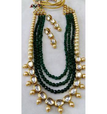 Kundan And Green Onyx Semi Precious Necklace 2