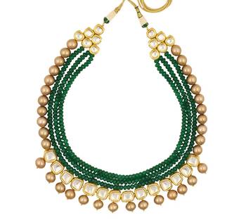 Kundan And Green Onyx Semi Precious Necklace 3