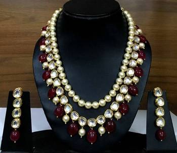 Kundan And Red Onyx Stones Necklace Set 2