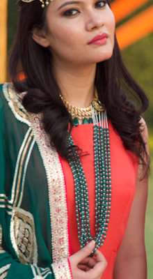 Green Semi Precious Onyx And Shell Pearl Satlada Sabyasachi Necklace 2