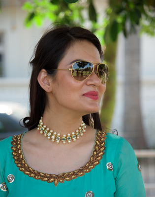 Kundan And Double Pearl Choker Necklace 4