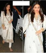 White embroidered silk salwar