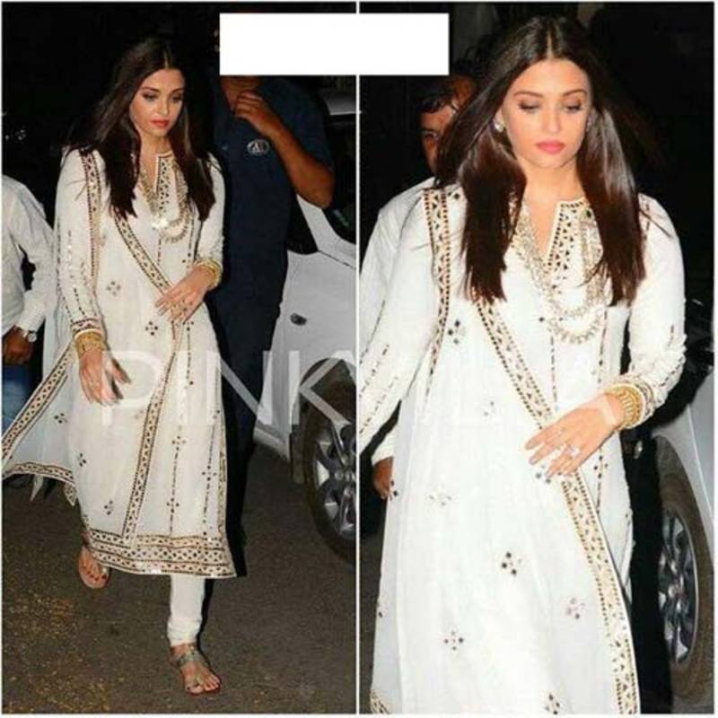 White embroidered silk salwar