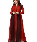 red plain georgette semi stitched party wear gown