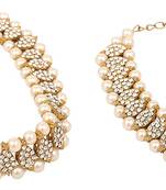 Gold Tone  Cz Pearl Anklets Payal Pair Xl
