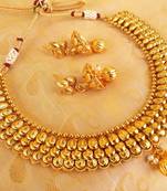 Royal antique metallic deisgner necklace set with jhumkas