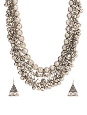 Silver Balls Ghungroo Beaded Necklace 3