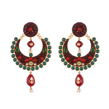 Maroon Green Latest Designer Chand Bali 1