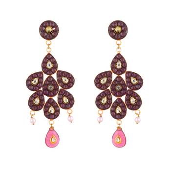 Maroon Rodolite  Latest Designer  Earring 1