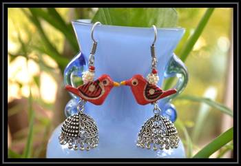 Oxidized Designer Silver Jhumka 1