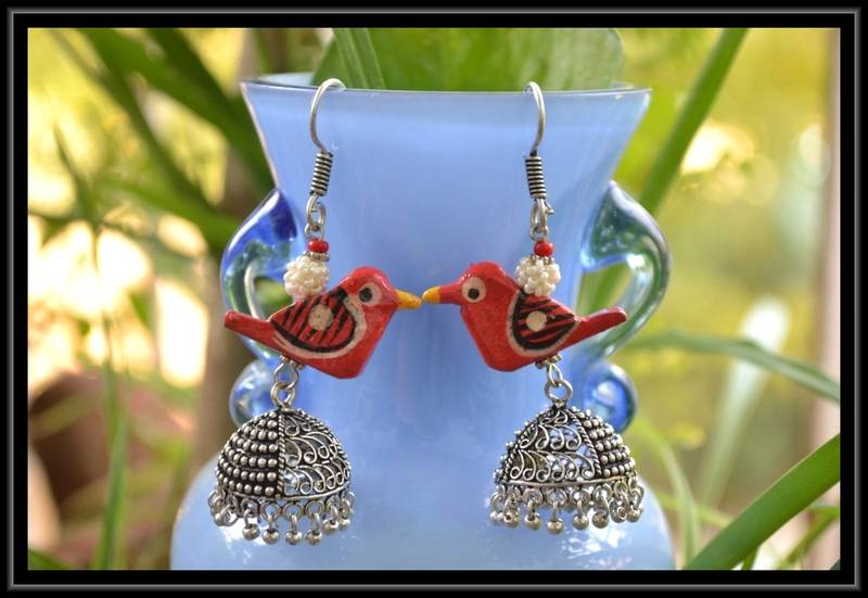 Oxidized Designer Silver Jhumka