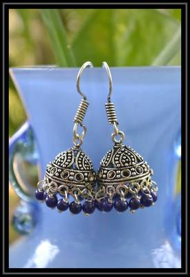 Oxidized Designer Silver Jhumka 1