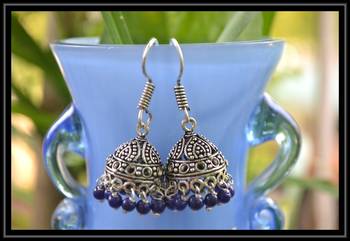 Oxidized Designer Silver Jhumka 2