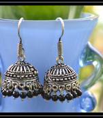 Oxidized Designer Silver Jhumka