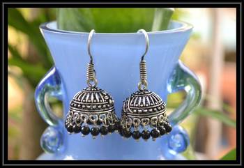 Oxidized Designer Silver Jhumka 2
