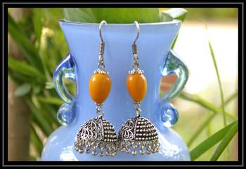 Oxidized Designer Silver Jhumka 1