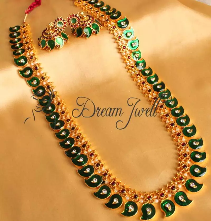 Beautiful Traditional Green Palakka Long Haar Set  