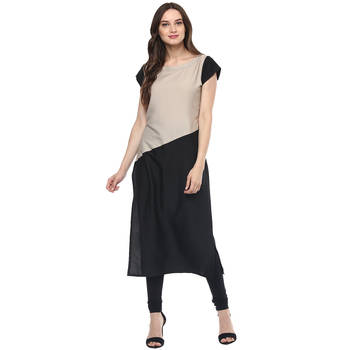 black faux_crepe crepe stitched kurti 1