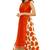 Orange printed silk unstitched lehenga with dupatta