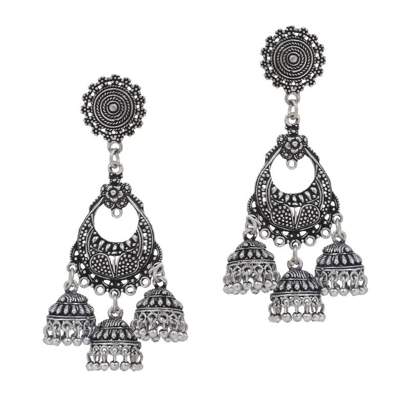 Festive Special Oxidised Silver Plated Brass Earrings Jewellery