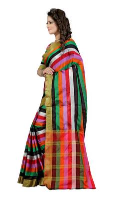 Multicolor woven polycotton saree with blouse 3