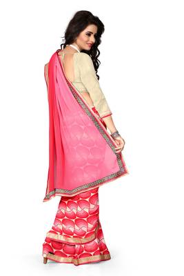 Pink Printed Georgette Saree With Blouse 2