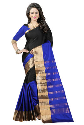 Blue Woven Art Silk Saree With Blouse 1
