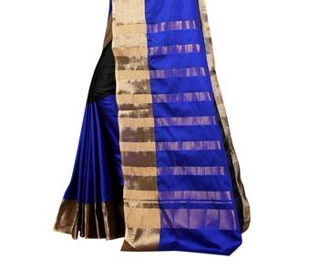 Blue Woven Art Silk Saree With Blouse 4