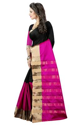 Pink Woven Art Silk Saree With Blouse 3