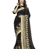 Black Embroidered Georgette Saree With Blouse
