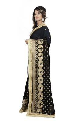 Black Embroidered Georgette Saree With Blouse 3