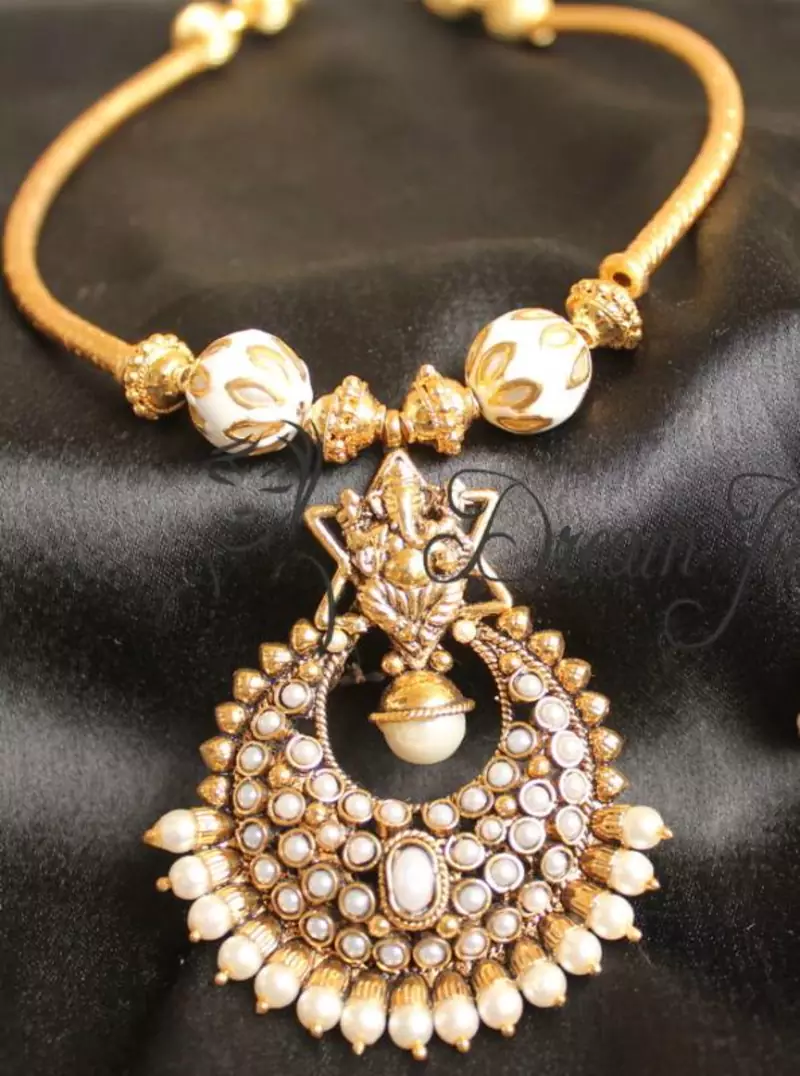 BEAUTIFUL HANDMADE PEARL GANESHA NECKLAC DJ04370