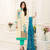 Cream Chanderi Embroidered Straight Suit Dress Material