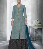 Grey Multi Resham Work Georgette Pakistani Salwar With Dupatta