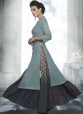Grey Multi Resham Work Georgette Pakistani Salwar With Dupatta 3
