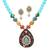 Gold Plated Oxidized Color Glass AD Work Rajasthani Puwai Necklaces Set