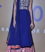 Bollywood designer replica salwar kameez nargis fakhri in blue anarkali pakistani suit partywear beautiful