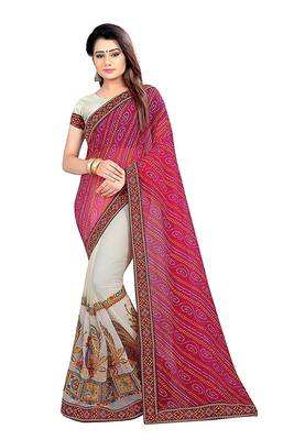 Pink Embroidered Georgette Saree With Blouse 1