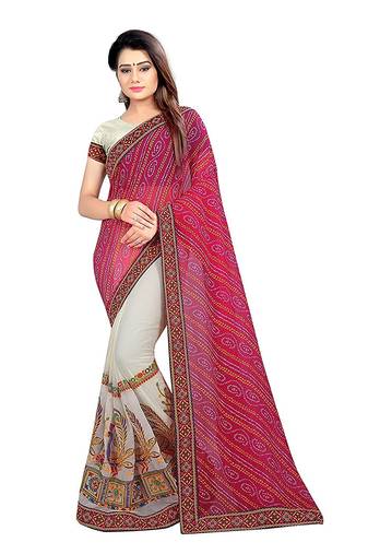 Buy Pink Embroidered Georgette Saree With Blouse