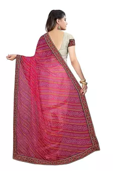 Pink Embroidered Georgette Saree With Blouse