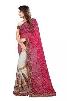 Pink Embroidered Georgette Saree With Blouse