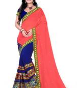 Pink Embroidered Georgette Saree With Blouse