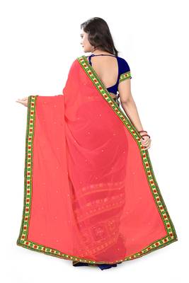 Pink Embroidered Georgette Saree With Blouse 2